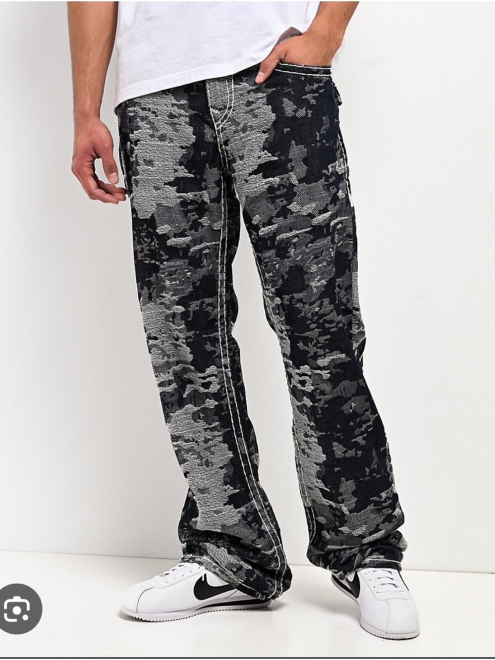 True Religion Men’s Blue Camo Bootcut Jeans